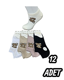 Bayan Anemon Taşlı Patik 12 Adet