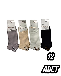 Kadın Ekinoks Taşlı Patik 12 Adet