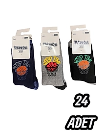 Çocuk Panda Havlu Çorap 24 Adet