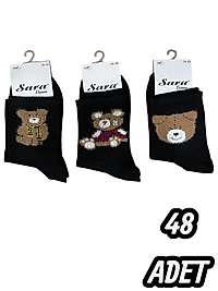 Kadın Sara Tüylü Kolej Çorap 48 Adet