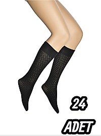 Kadın Desenli Dizaltı Çorap 24 Adet