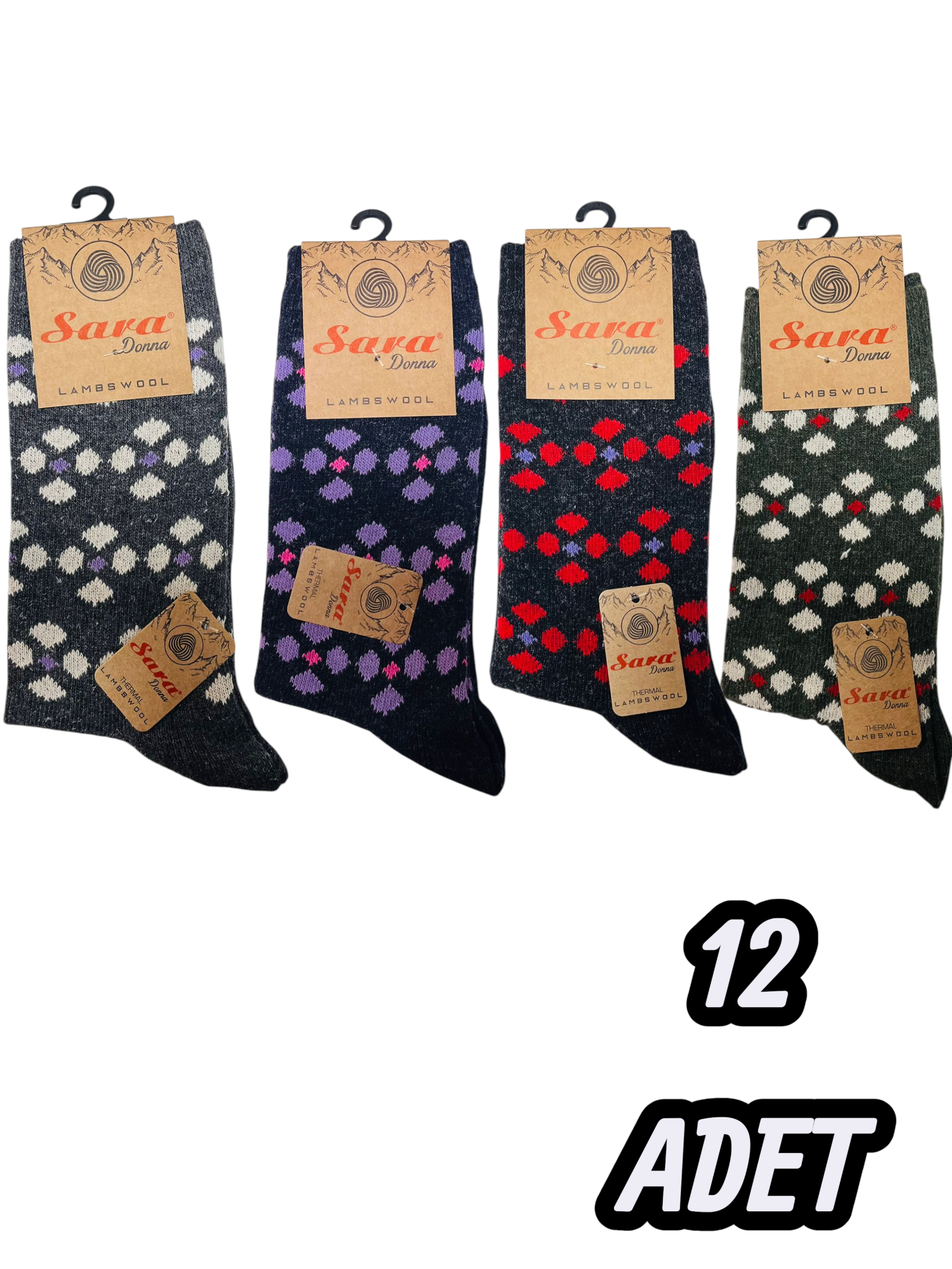 Kadın Sara Lambswool (Yün) Soket 12 Adet